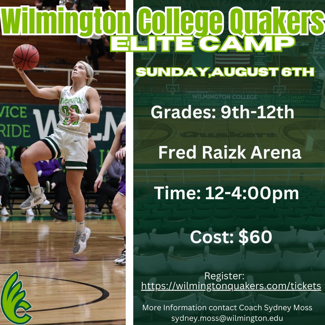 Don’t forget to sign up for Elite Camp ‼️

We want to see YOU in Fred Raizk Arena !! 

Register now ⬇️
wilmingtonquakers.com/tickets

#WeAreDubC