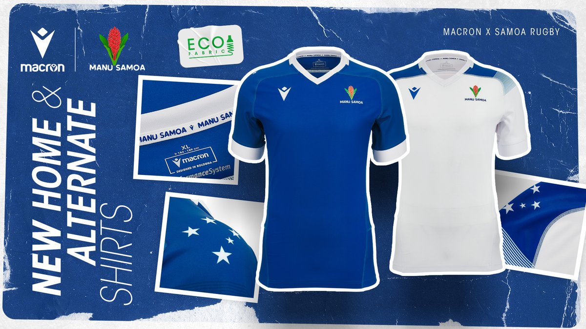 A very special first time: @manusamoa unveiled their first ever Macron Home and Alternate shirts, that the Pacific rugby team will wear in the official international match for the 2023-24 season.

Discover more: bit.ly/3Q3K2pf

#WorkHardPlayHarder #wearemanusamoa