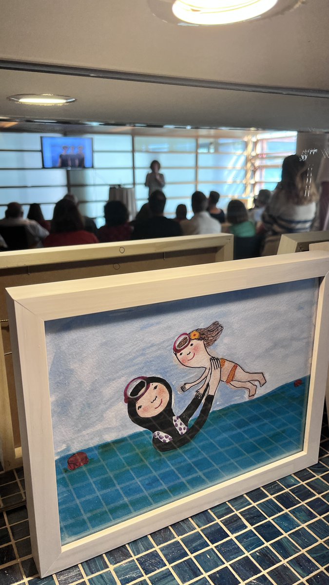 🙋🏻‍♀️La artista @EvaArmisen nos ha presentado a las mujeres #Haenyeo, una comunidad de mujeres coreanas de la isla de Jeju 🇰🇷. Lola Durán ha sido la presentadora de este acto tan bonito e @MirandaItziar ha sido la narradora del libro ilustrado 'Mamá y el mar' #fiptocandoelcielo