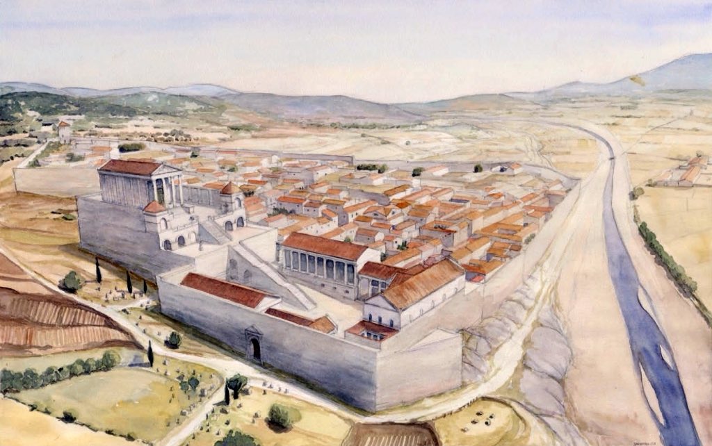 efemarq's tweet photo. Gerunda, la Girona romana. Allà on ara hi ha la catedral hi havia la plaça superior del fòrum romà.

🎨 Il·lustració de Jordi Sagrera, arqueòleg https://t.co/gbw6lB0tMI