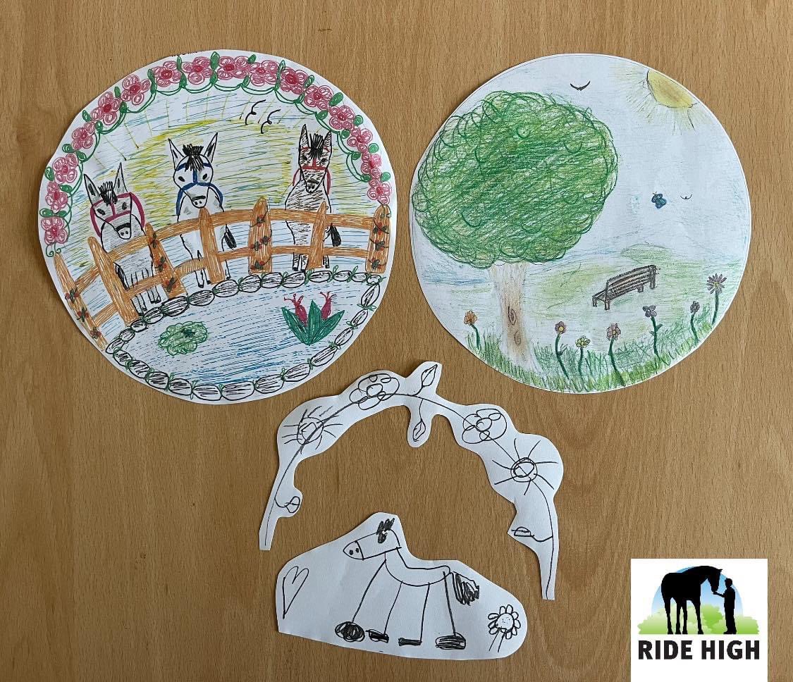 Over the summer we’re running a number of craft workshops 🎨 4 existing &amp; incoming members-including workshops where our children will work in groups 2 create mosaic tops 4 seating areas in our garden. Here’s 3 designs that we’ll be working 2- each created by a Ride High member.