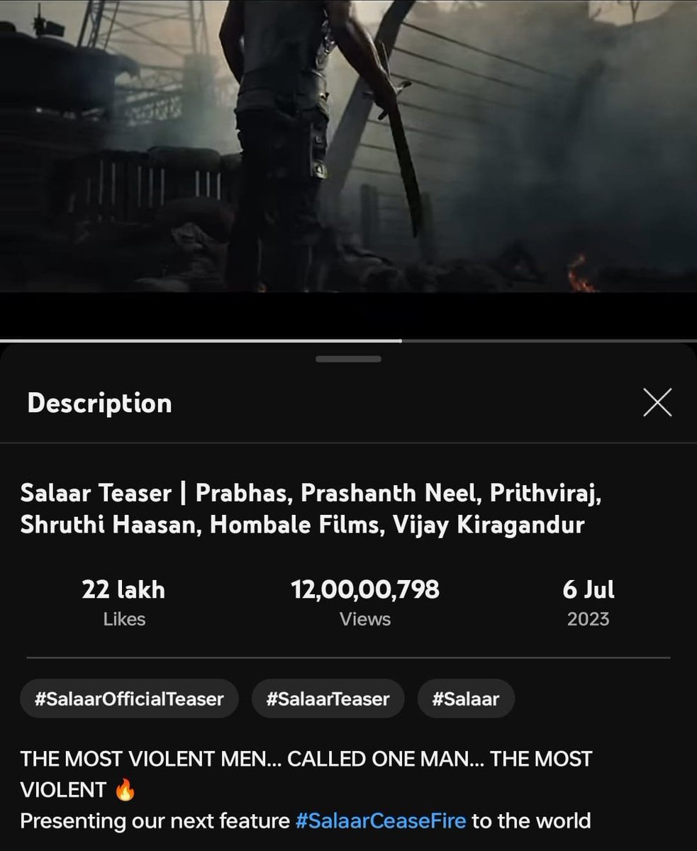 120M views and counting for the MASSive #SalaarTeaser  💥
Trailer at the end of August!

#SalaarCeaseFire #Prabhas 🔥