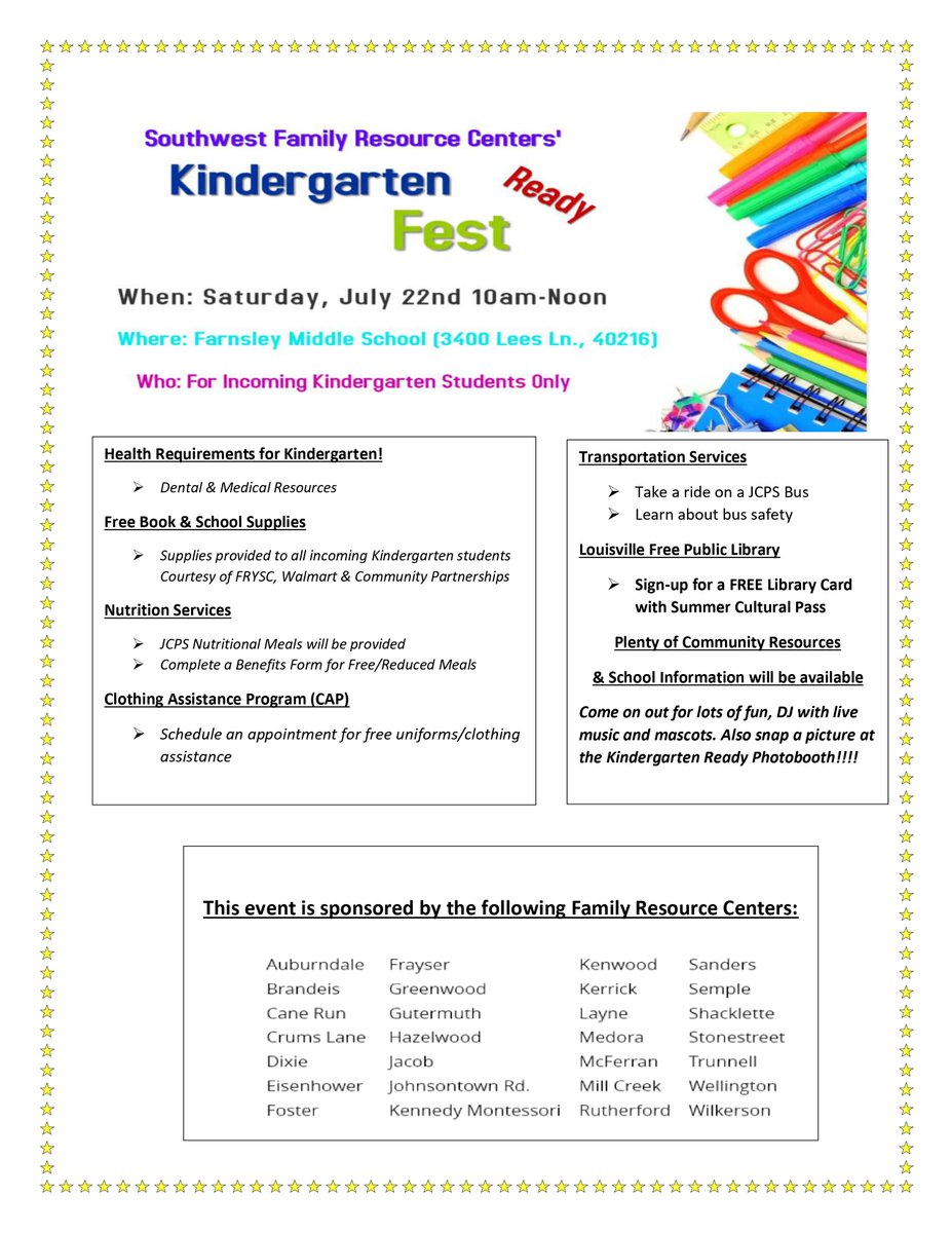 In-coming Kindergarten Students Only