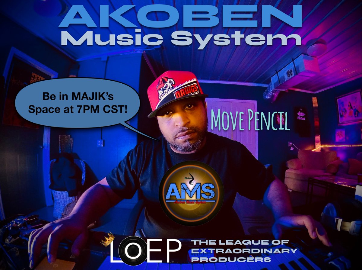 MAJIK_LoEP's tweet photo. @Move_Pencil will be in the #Space tonight at 7PM CST! Will you?

#LoEP #SoundThaWarhorn 📯 https://t.co/BbjNOlrhCZ