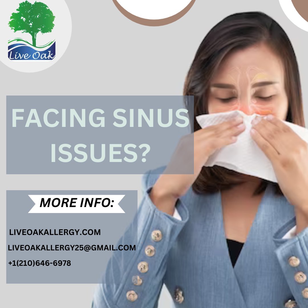 LiveoakAllergy's tweet image. Battling sinus issues? You&apos;re not alone! 🤧💨 Let&apos;s tackle this together and find relief! 💪 #sinusproblems #accountreceivable #findrelief #healthjourney #allergytexas #primarycarephysicians #revenue #medicalusa #usahospital #hospital #doctorusa #texasdoctors #texasmedical