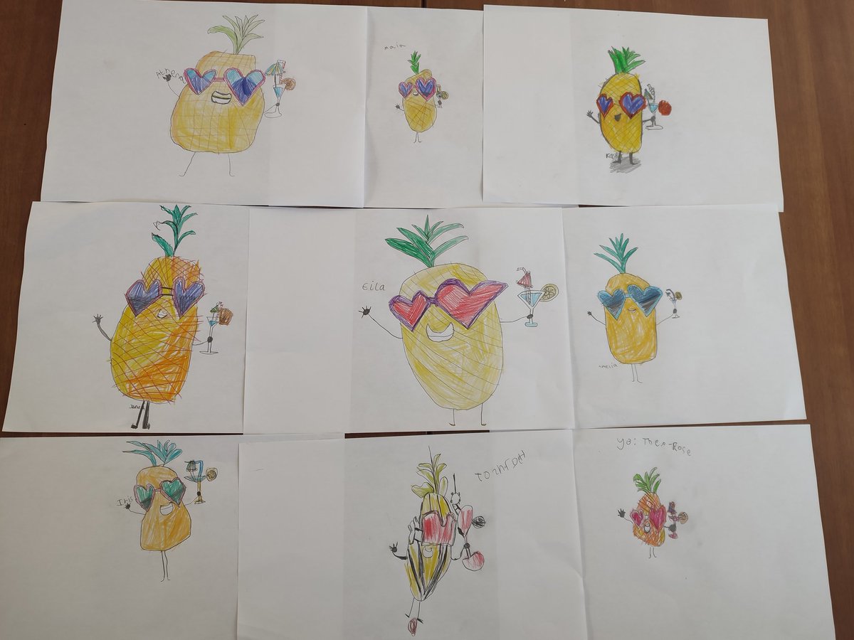 1G enjoyed some #DrawWithRob today - look at all their wonderful pineapple pictures! 😍✏️🍍🍸