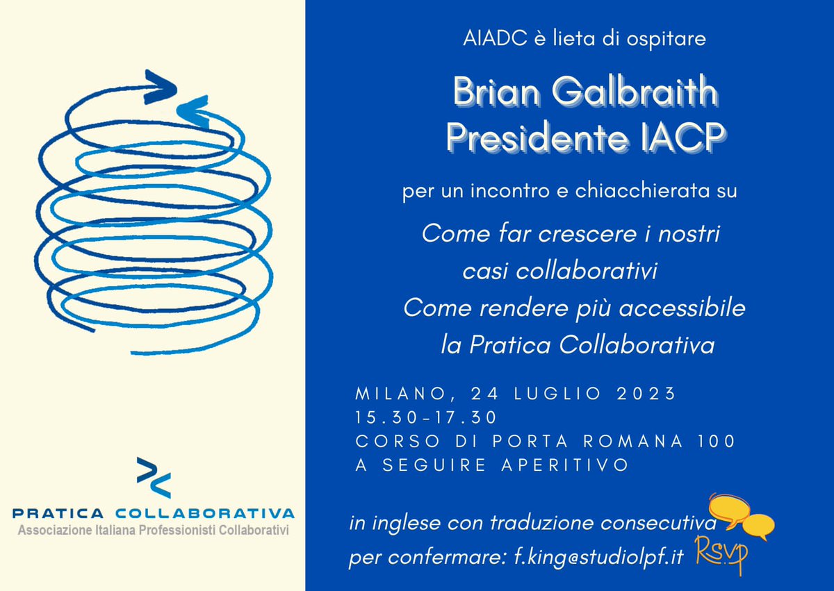 📌 #Milano. Lunedì prossimo, 24 luglio, dalle 15,30 alle 17,30. Incontro con <a href="/GalbraithFamLaw/">Galbraith Family Law</a>, presidente @IACPNews su come far crescere 📈 la #praticacollaborativa.
#aiadc #professionisticollaborativi #separazione #divorzio #civilecommerciale #litigarebene