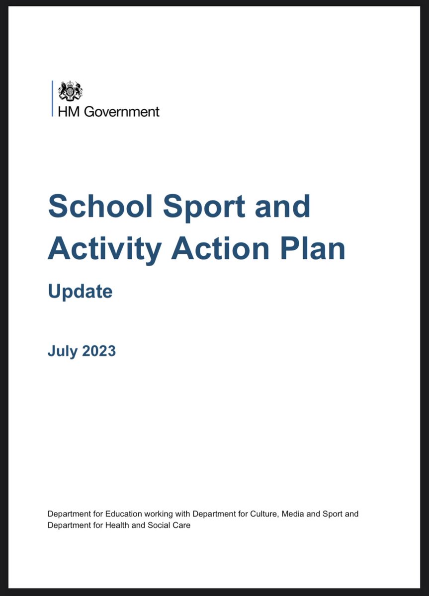 Updated School sport and activity action plan gov.uk/government/pub… There is a fair critique of this action plan that at its heart is a massive misconception and misunderstanding of the differences between PE, Sport and Physical Activity.