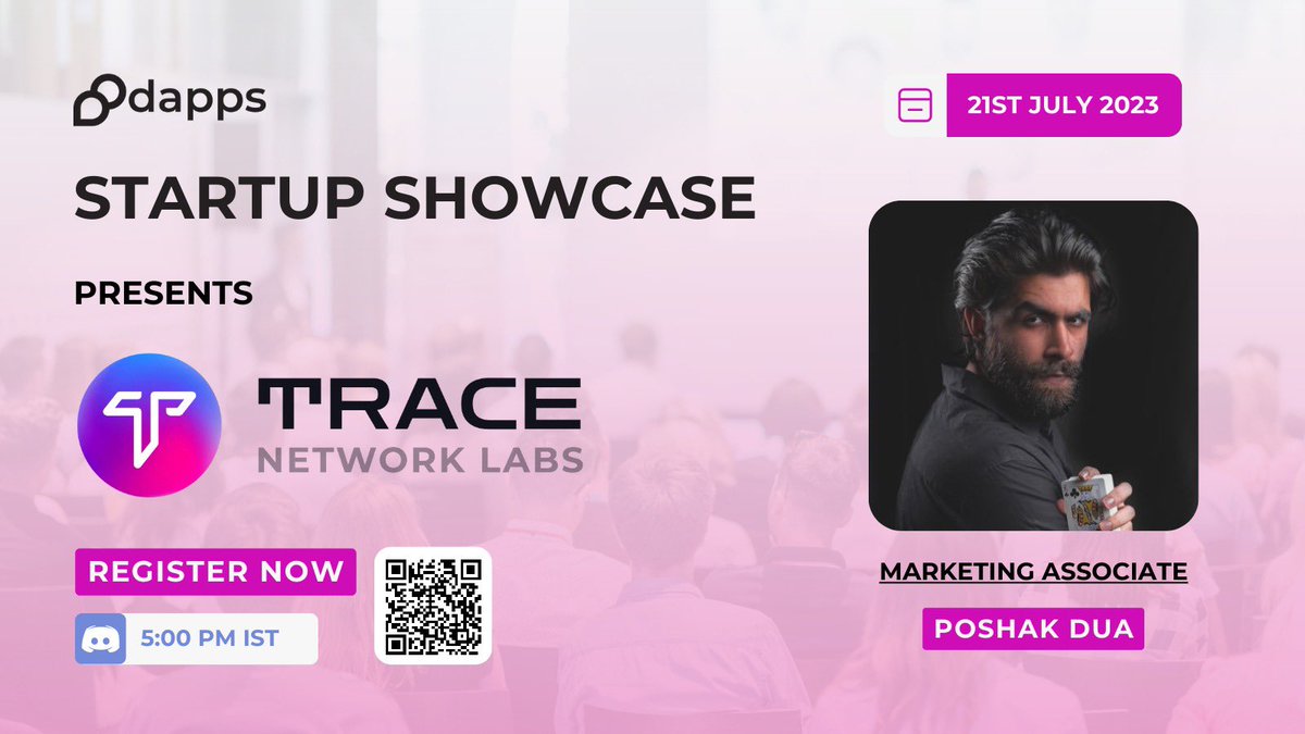 ✨ Brace yourself for an extraordinary showcase at the upcoming Dapps Startup Showcase featuring <a href="/trace_network/">Trace Network Labs</a> ! 🌟

💡 Don't miss out on this incredible opportunity to delve into the future of the metaverse with Trace Network Labs. 

🌐 Set Reminders: discord.com/events/1040582…