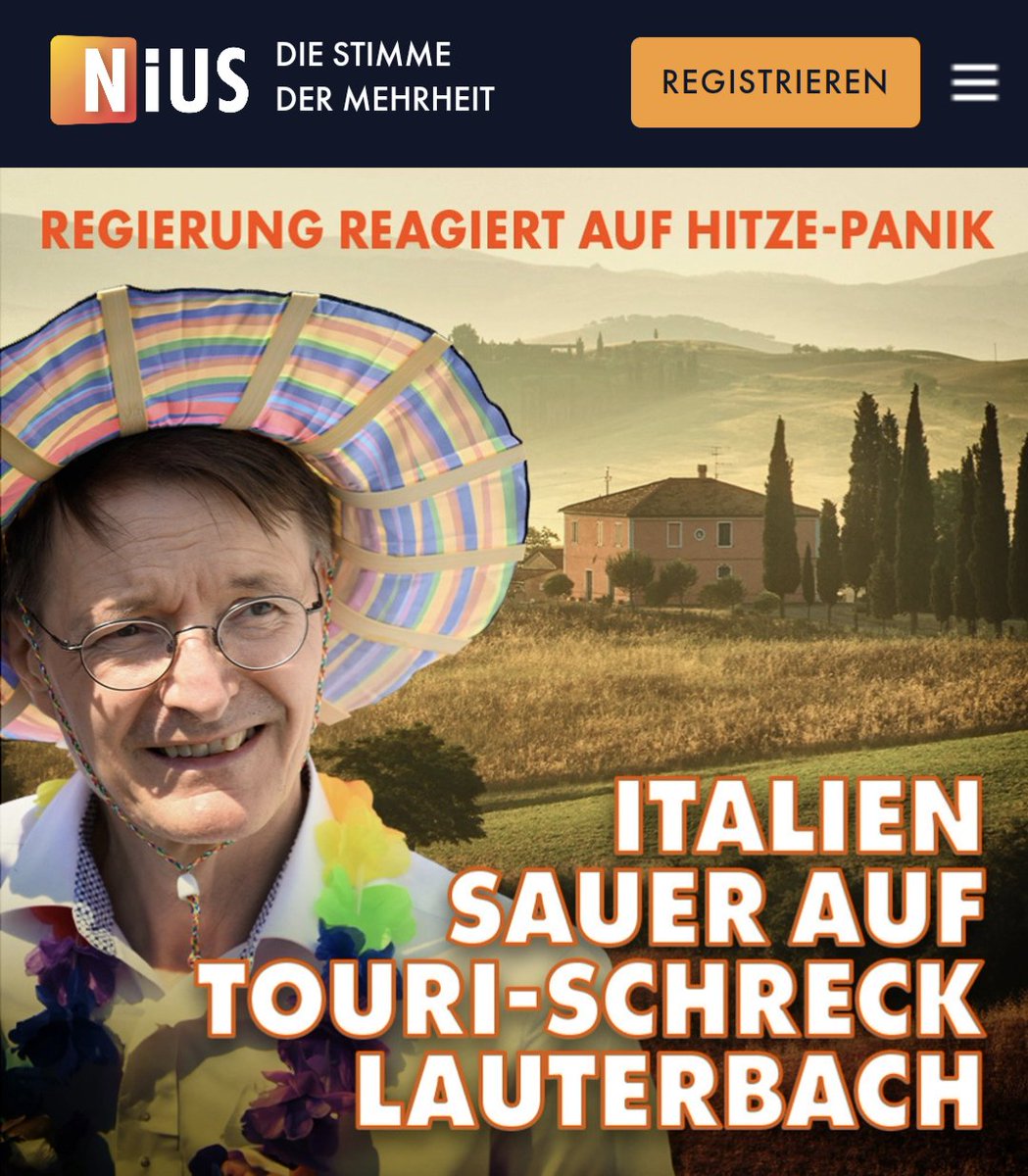 Die Italiener sind sauer, weil Karl Lauterbach mit seinen Hitze-Horrormeldungen aus dem Italien-Urlaub den Tourismus madig macht. Sie sagen: Seine Behauptungen sind unbelegbarer Unfug. nius.de/Politik/regier…