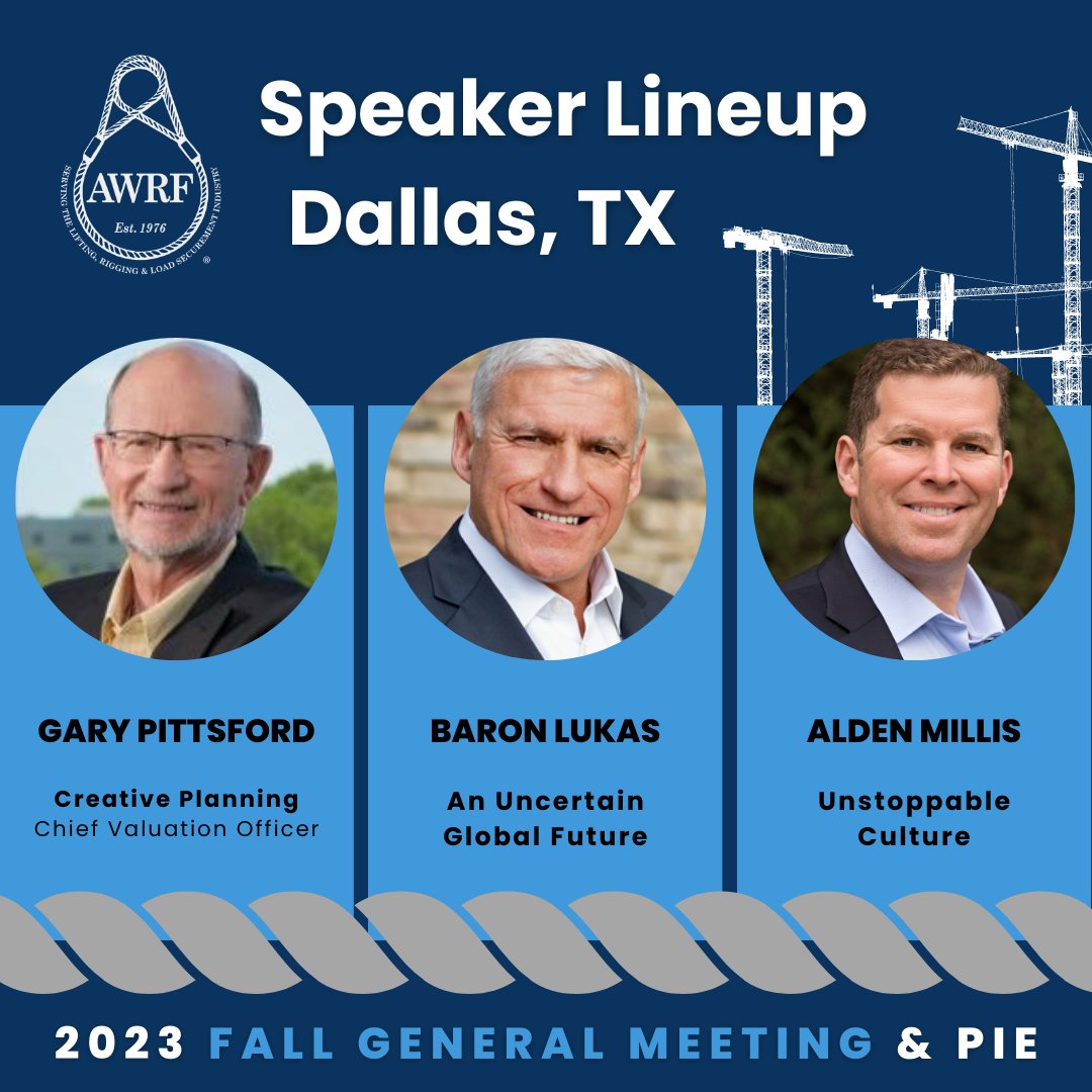 Our General Meeting presentations aim to inform, inspire, and connect with the audience. We do this by compiling a lineup of industry leaders and powerful personalities.

More info: bit.ly/437i4N5

#FallGeneralMeeting #Dallas #WireRope #Rigging