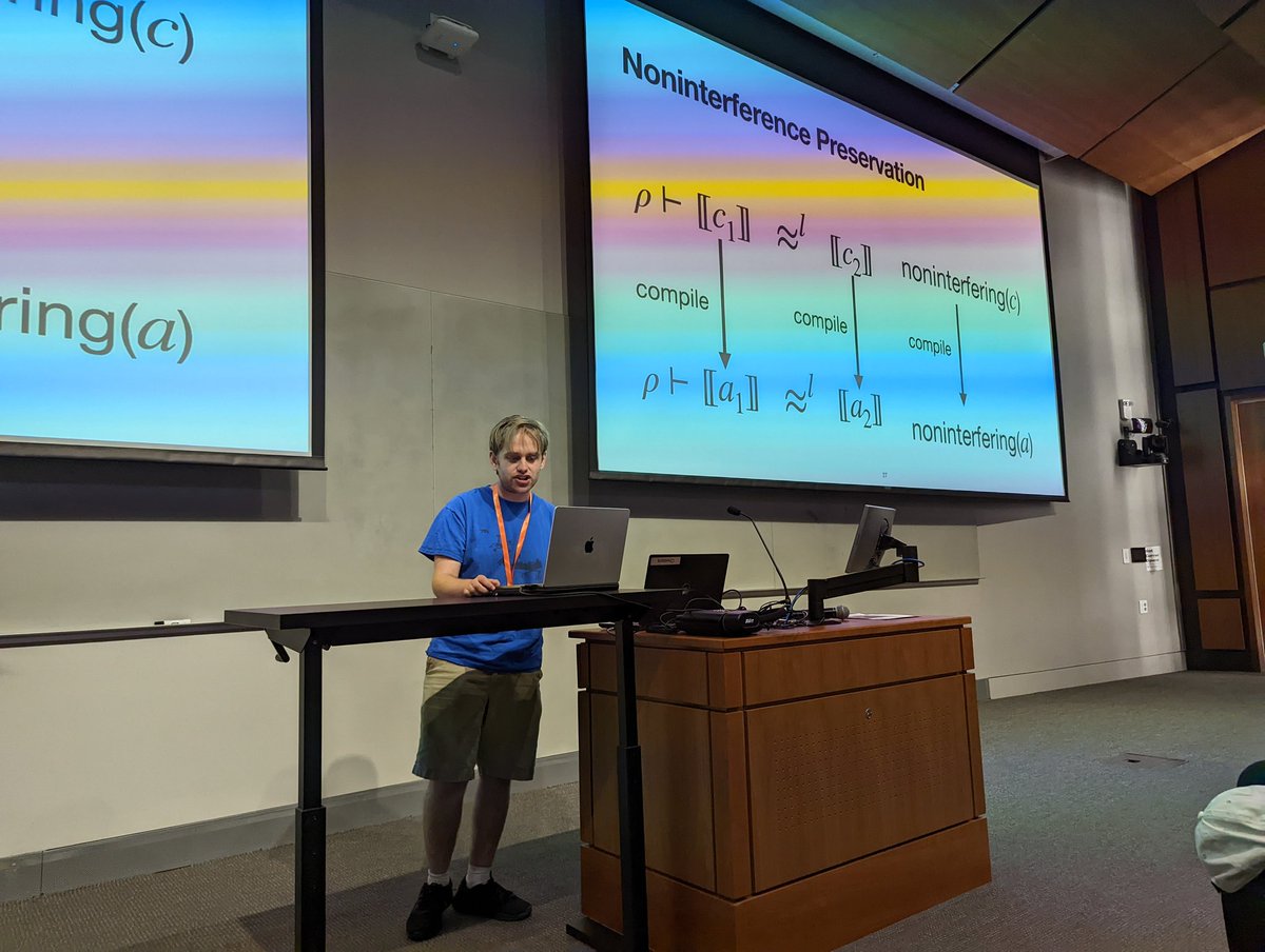 Lucas silver kicking off the first session of @ECOOPconf with a great talk on noninterference with interaction trees @EthanCecchetti @SteveZdancewic