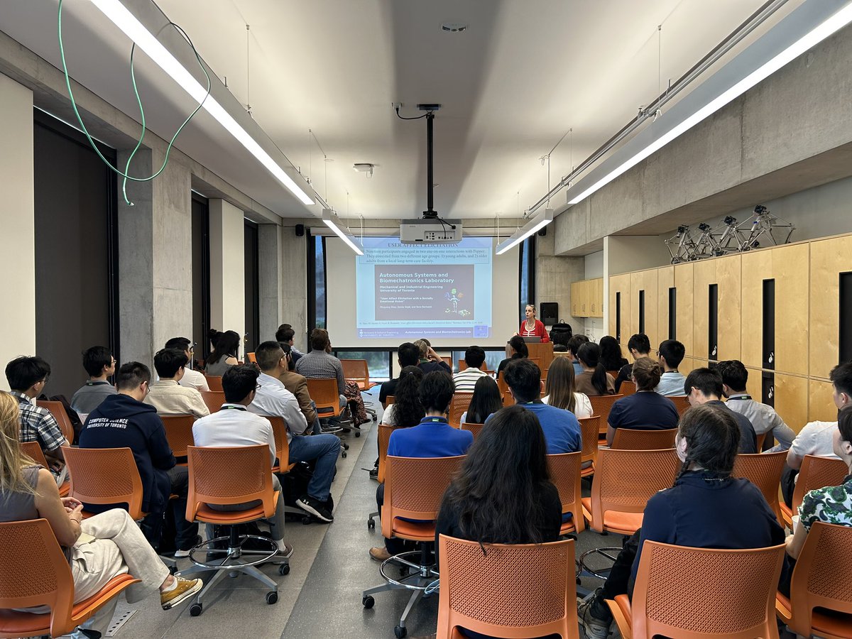 Brokoslaw Laschowski (@drlaschowski) on Twitter photo #UofT professor Goldie Nejat talks about human-robot interaction and the applications of reinforcement learning in socially assistive robotics 🦾
Day 2 of the Toronto Robotics Conference! <a href="/UofT/">University of Toronto</a> <a href="/UofTRobotics/">University of Toronto Robotics Institute</a> @UofTmie @UofTengineering #AI #robotics #UofT professor Goldie Nejat talks about human-robot interaction and the applications of reinforcement learning in socially assistive robotics 🦾
Day 2 of the Toronto Robotics Conference! <a href="/UofT/">University of Toronto</a> <a href="/UofTRobotics/">University of Toronto Robotics Institute</a> @UofTmie @UofTengineering #AI #robotics