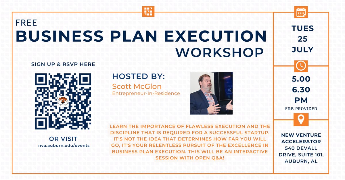 Free Business Workshop for more information, visit nva.auburn.edu/events/