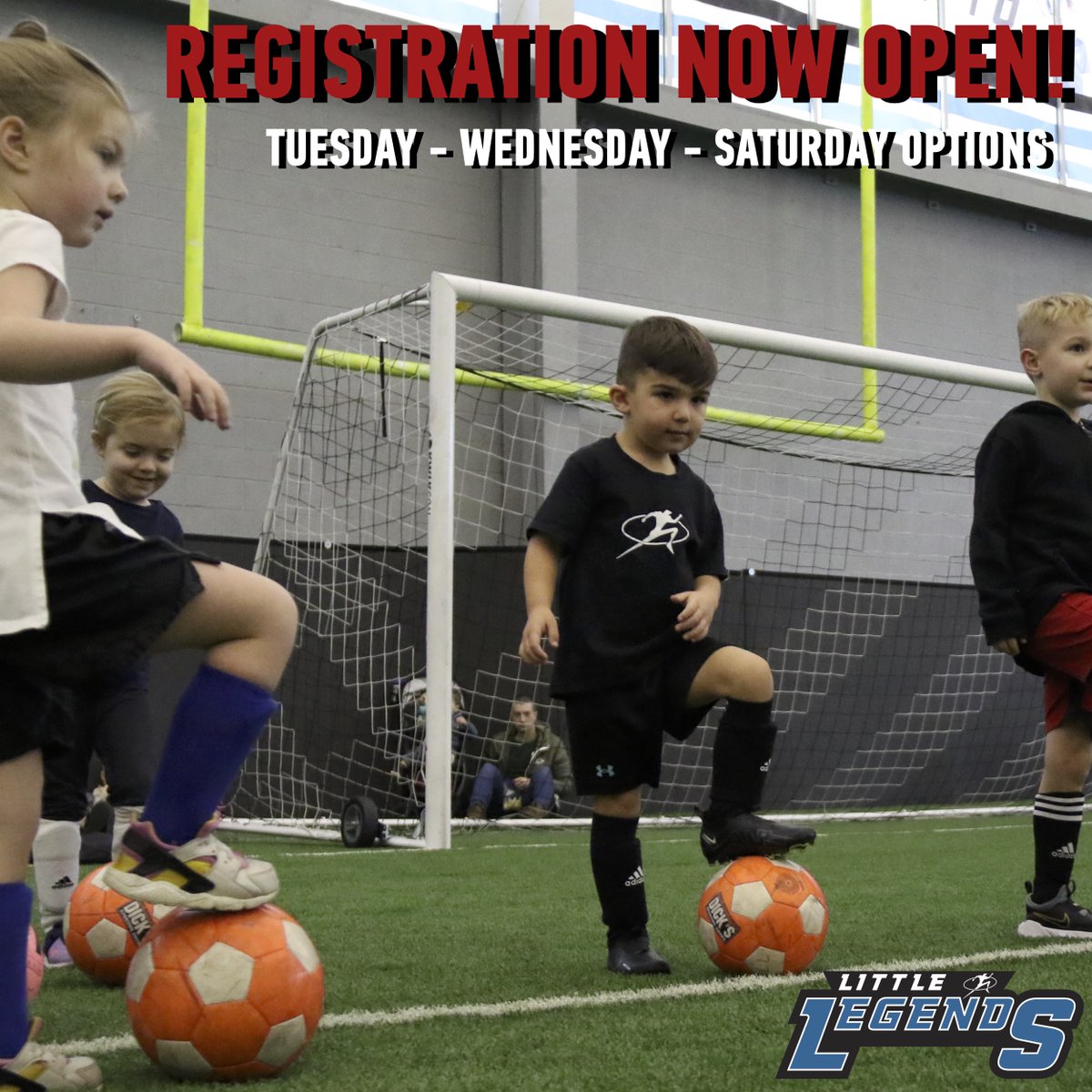 Fall Little Legends Soccer Registration is OPEN! Ages: 18 months - 9 years old Days Offered: Tuesday, Wednesday & Saturdays Cost: $136 + Optional $12 Tshirt! apps.daysmartrecreation.com/dash/x/#/onlin…?