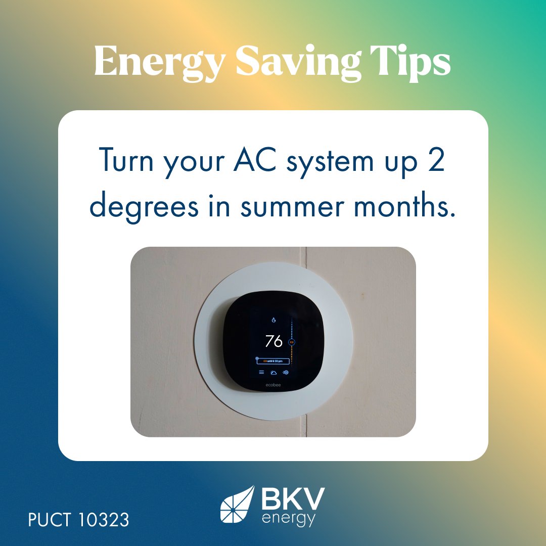 BKVEnergy's tweet photo. We get it, staying cool's important. But bumping your thermostat up 2° this summer saves energy &amp; cash while reducing stress on the grid. Small tweaks make a big difference. 

Check out this list of tips to reduce your electricity bills this summer. https://t.co/0gIhEQNUnv https://t.co/PFNgNmAaTo