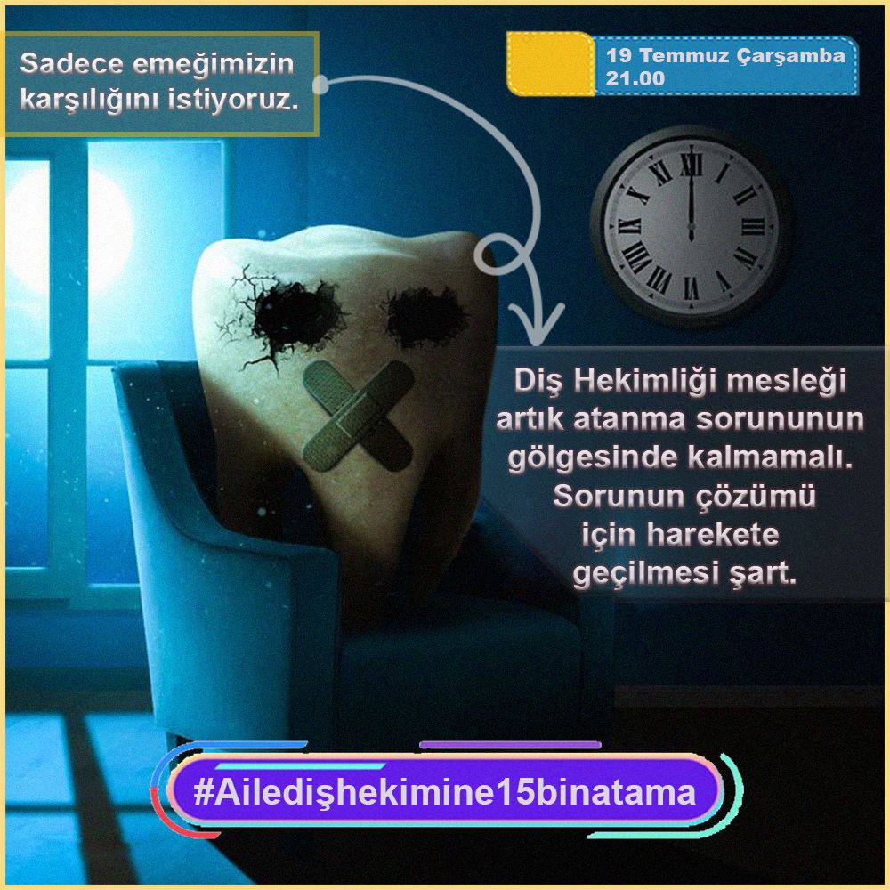 #Ailedişhekimine15binatama
İşsiz hekim mi olur? Diş hekimlerine istihdam sağlanmalıdır.