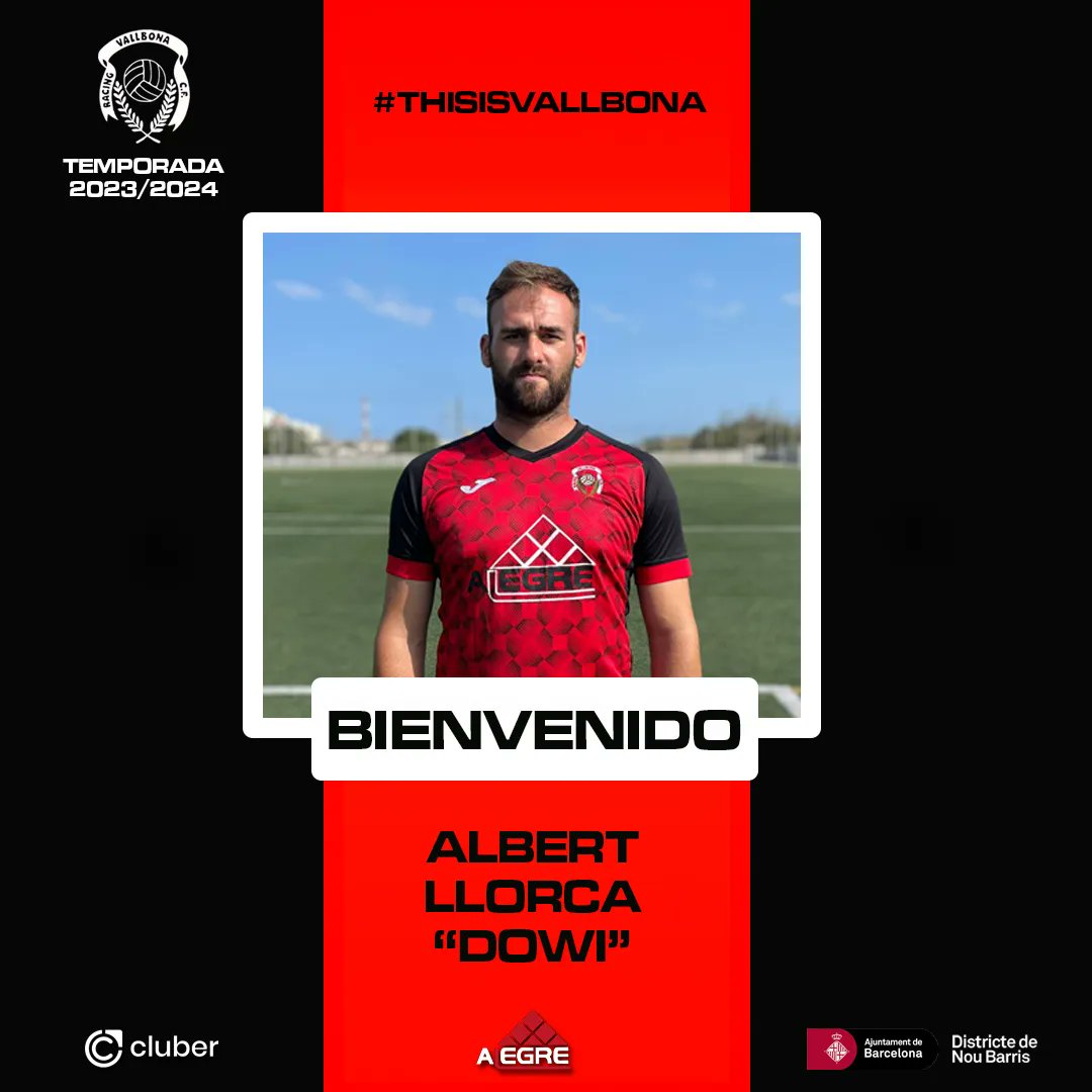 ✍️ ¡Nuevo fichaje! ¡Albert Llorca "Dowi"!

📝 Vuelve a casa el muro de Nou Barris. Tiene dilatada experiencia en categorías como 3a RFEF y Primera Catalana. Aportará solidez y contundencia en defensa

🥳 ¡Bienvenido de nuevo, Dowi!

#ThisIsVallbona #2cat2