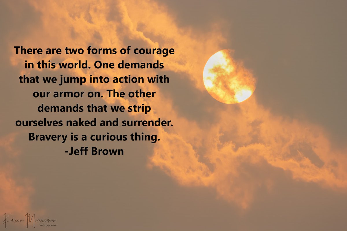 'There are two forms of courage in this world. One demands that we jump into action with our armor on. The other demands that we strip ourselves naked and surrender. Bravery is a curious thing.'
-Jeff Brown
Artist Credit: Karen Morrison Photography
#JeffBrown #bismanuu #uutwitter