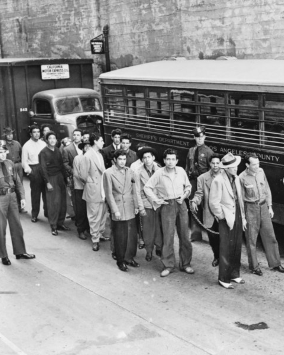 🗞️ Check out this thought-provoking article in The Washington Post, The 1943 riot that spotlights how drag show bans can fuel violence, by LALS professor Dr. Catherine S. Ramírez. Read more: washingtonpost.com/made-by-histor… Images: Public domain of 1943 Zoot Suit Riots