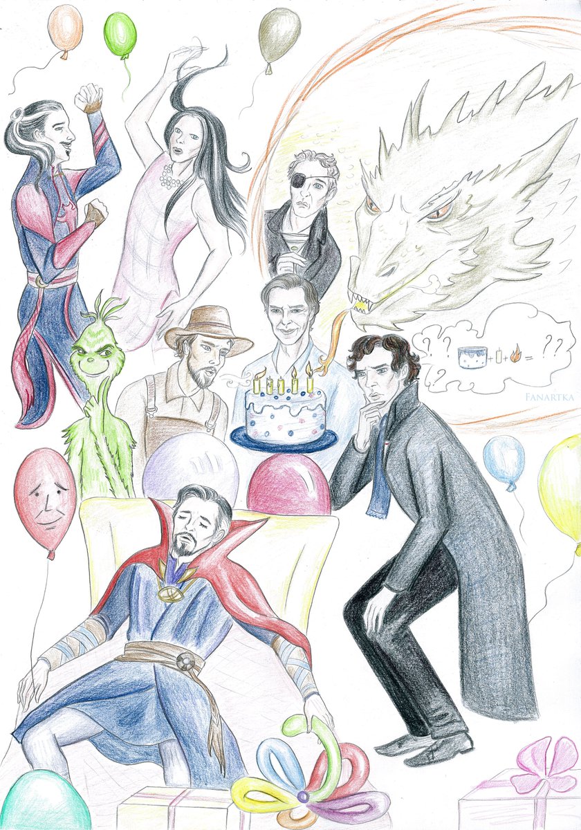 fanartka's tweet photo. Dear Mr. Benedict Cumberbatch, Happy Birthday to you! 🎂🎉

#happybirthdaybenedictcumberbatch #BenedictCumberbatch #DoctorStrange #SherlockHolmes #PatrickMelrose #PhilBurbank #defenderstrange #grinch #smaug #art #fanart #pencildrawing https://t.co/aCA77RagEt