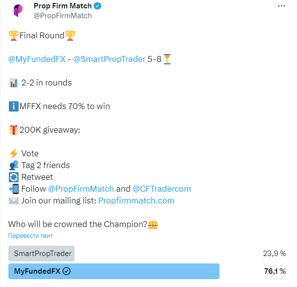 SRJ3373's tweet photo. @PropFirmMatch @MyFundedFX @SmartPropTrader @CFTradercom The best of the best!!! https://t.co/wDqCNJw9fI