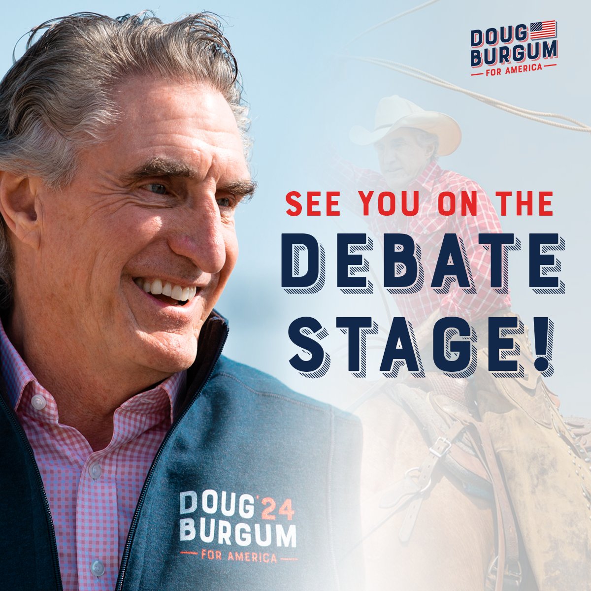 DougBurgum's tweet photo. It's official: We just hit the 40,000 donor requirement to qualify for the debate stage next month. Thanks to all our supporters who helped get us there! #TeamBurgum https://t.co/ZllSO1Qpg9