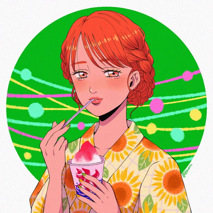 浴衣の子並べてみた #イラスト #創作
