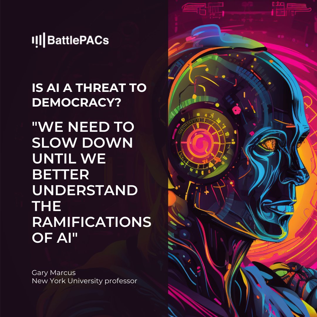 BattlePACs's tweet image. Gary Marcus urges us to take a step back to gain a deeper understanding of the implications of AI. Share your thoughts on the responsible advancement of artificial intelligence!
#UnderstandingAI, #TechReflection, #EthicalInnovation, #AIDemocracy