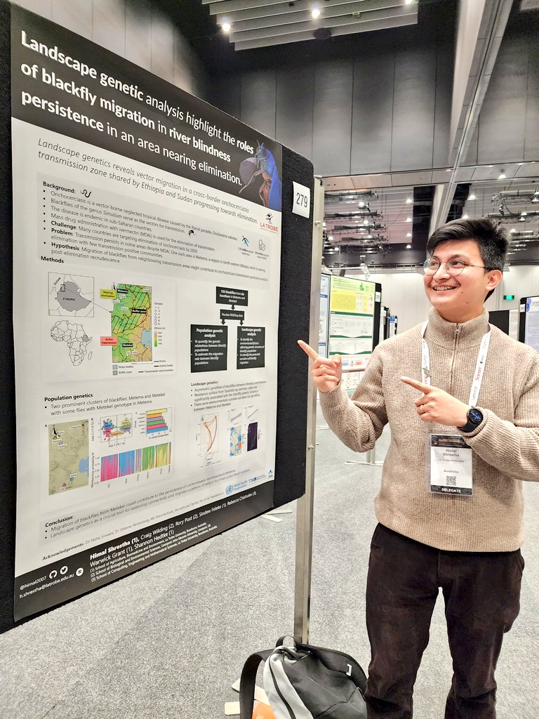 Himal Shrestha (@himal2007) on Twitter photo 📢 Interested to hear how landscape genomics 🧬🗺️ can shed light on the impact of environment on vector-borne disease transmission dynamics? 🪰🦟 Join me at poster #279 today <a href="/Genetics2023/">International Congress of Genetics 2023</a>. <a href="/lab_grant/">Grant-Hedtke Lab</a> <a href="/latrobe/">La Trobe University</a> #ICG2023 #Genomics #Environment #epidemiology ⚕️📊🧬🌍 📢 Interested to hear how landscape genomics 🧬🗺️ can shed light on the impact of environment on vector-borne disease transmission dynamics? 🪰🦟 Join me at poster #279 today <a href="/Genetics2023/">International Congress of Genetics 2023</a>. <a href="/lab_grant/">Grant-Hedtke Lab</a> <a href="/latrobe/">La Trobe University</a> #ICG2023 #Genomics #Environment #epidemiology ⚕️📊🧬🌍