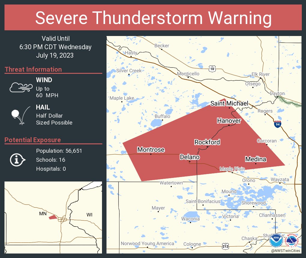 NWS Twin Cities on Twitter "Severe Thunderstorm Warning including