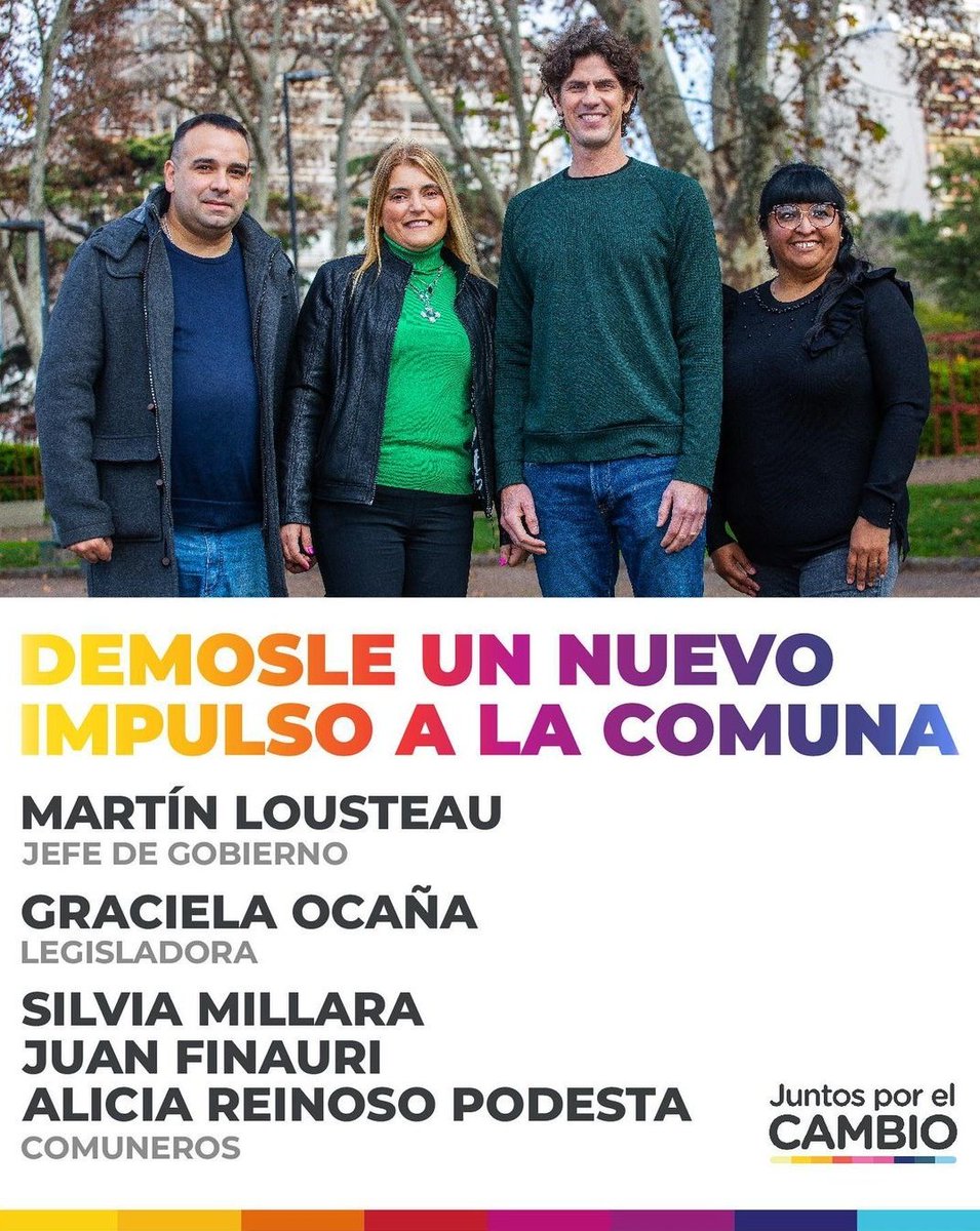 mpvischi's tweet photo. Podemos darle un nuevo impulso a la Comuna 4️⃣💪 Con @SilviaMillara, @juanignacioFina y Alicia Reinoso Podesta como comuneros trabajando por y para los vecinos de La Boca, Barracas, Parque Patricios y Pompeya.

@GugaLusto para seguir mejorando Buenos Aires 📍 #JuntosConLousteau https://t.co/erYhOvJQ3a