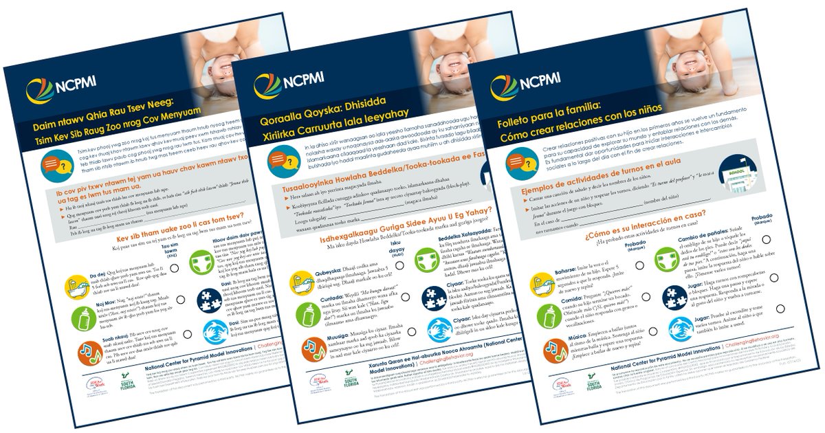 PyramidModel's tweet image. Thanks to our friends at @BrightWorksMN for sharing their translation of Teacher's Guide: Building Relationships with Children. The Hmong, Somali, &amp;amp; Spanish translations are  accompanying the original English version in our Resource Library. tinyurl.com/bdct7uz8
#PyramidModel