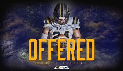 After a great talk and camp with <a href="/CoachMcHugh62/">Mike McHugh</a> I am excited and fortunate to announce I have received my first offer from <a href="/UWECFootball/">Blugold Football</a>. <a href="/CoachE_Blugolds/">Rob Erickson</a> <a href="/CoachHalder/">Ben Halder</a> <a href="/ByronMNFootball/">Byron Bears Football</a>