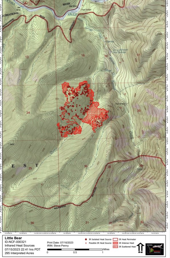 IdahoPubRadio's tweet photo. The #LittleBearFire on the Powell Ranger District is approximately 350 acres and located about ten miles southwest of Powell. Fire managers expect a closure that will encompass Jerry Johnson's Hotsprings and the trail system leading to it in the Warm Springs Creek drainage. https://t.co/uwnnBfPfNR