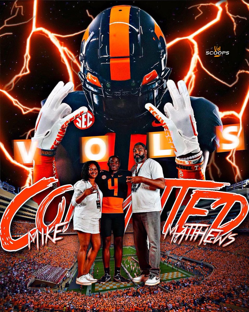 Vol Scoops (@volscoops) on Twitter photo BREAKING: Five-star WR Mike Matthews has COMMITTED to Tennessee! 🍊
Matthews is a consensus five-star on every recruiting site, and is rated as the No. 3 WR in the class of 2024, and a Top-10 recruit in the country according to 247 Sports Composite Rankings. 📈
Welcome to Rocky BREAKING: Five-star WR Mike Matthews has COMMITTED to Tennessee! 🍊
Matthews is a consensus five-star on every recruiting site, and is rated as the No. 3 WR in the class of 2024, and a Top-10 recruit in the country according to 247 Sports Composite Rankings. 📈
Welcome to Rocky