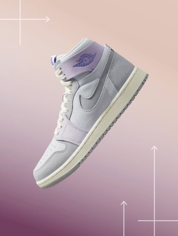SOLELINKS's tweet photo. Ad: Women's Air Jordan 1 Zoom Comfort 2 'Photon Dust/Barely Grape' only $101.70 + FREE shipping, use code CANDY => https://t.co/tHiQqTkal0 https://t.co/XKlRUAILVA