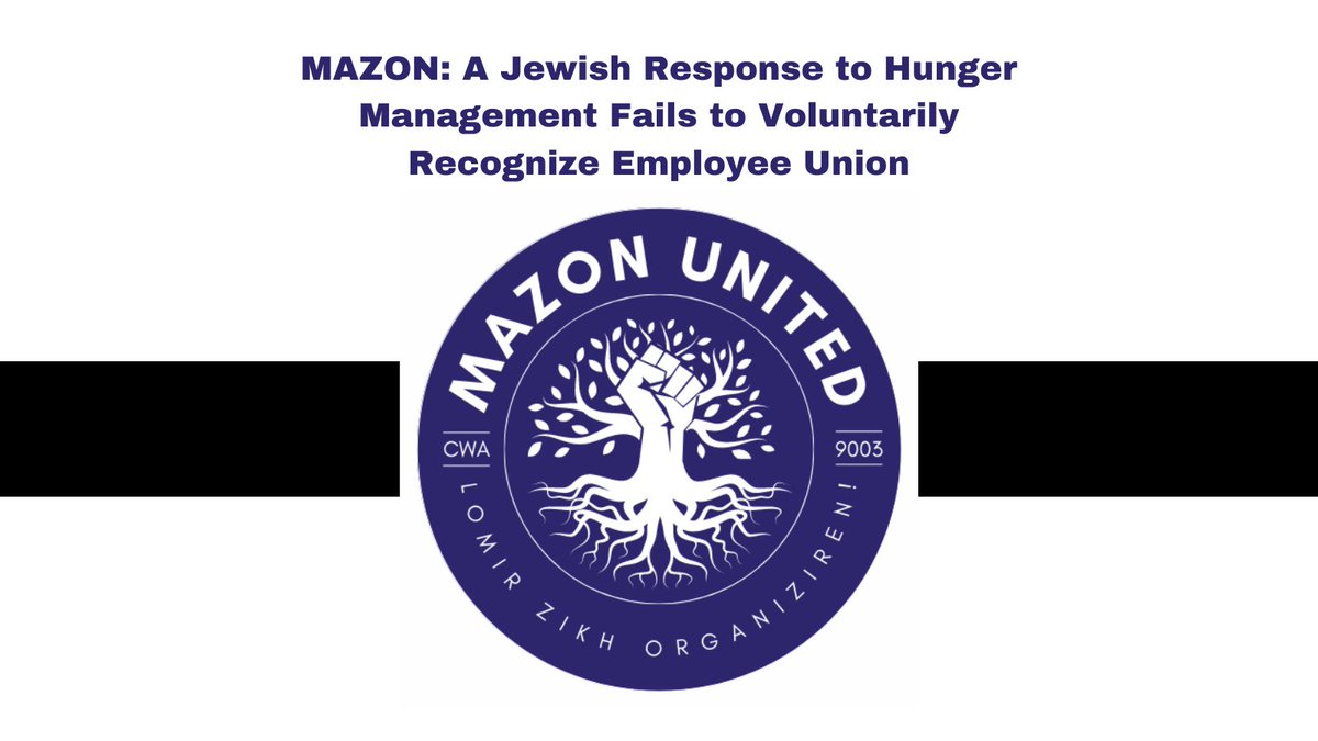 .<a href="/MAZONusa/">MAZON</a> Management Fails to Voluntarily Recognize Employee Union.

Full statement: tinyurl.com/ymrda26h#1u #unionstrong #HotLaborSummer
