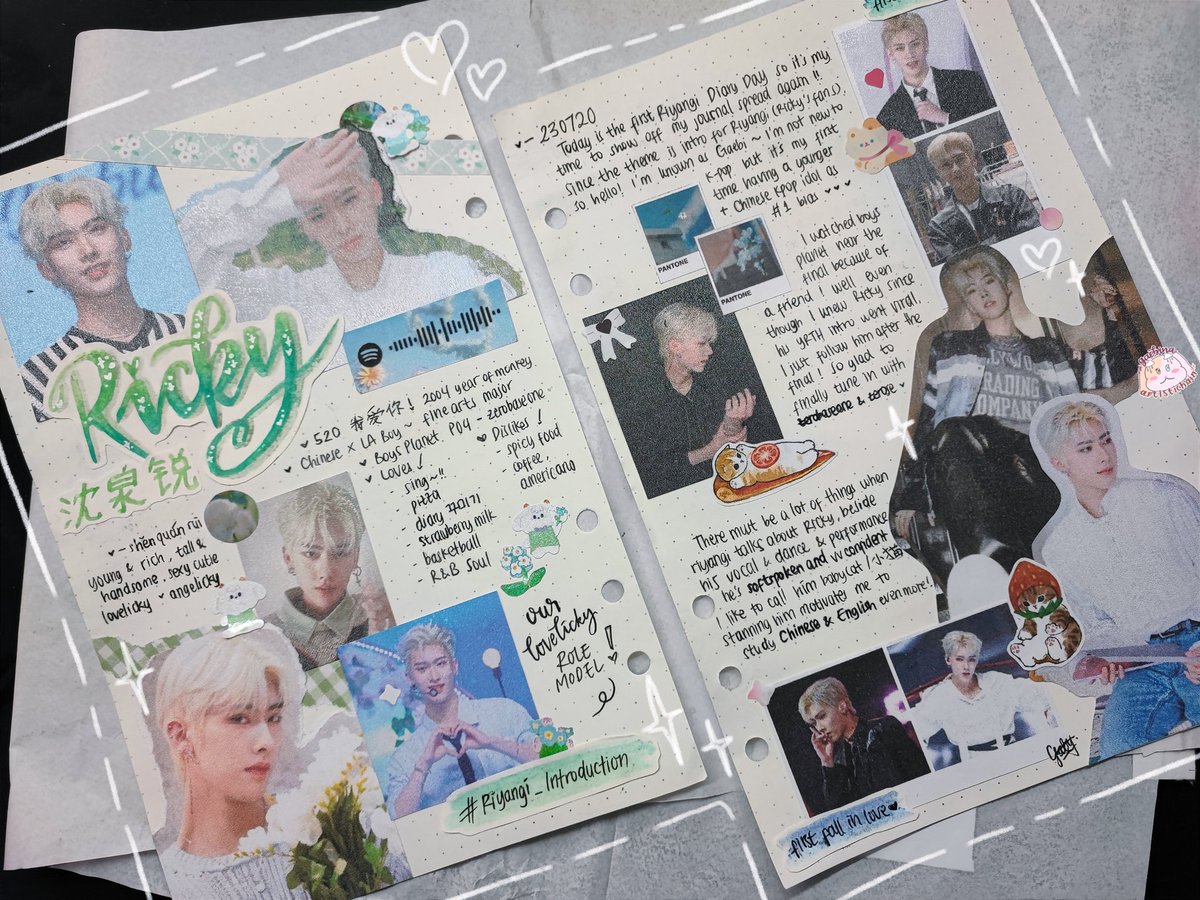artistichain's tweet photo. My #Riyangi_Introduction journal for Riyangi Diary Day 😺🍓
—zoomed in details on thread 💗
#DearRicky #디어리키
#RICKY #ZB1fanart @ZB1_official https://t.co/0GJzq9GAAh