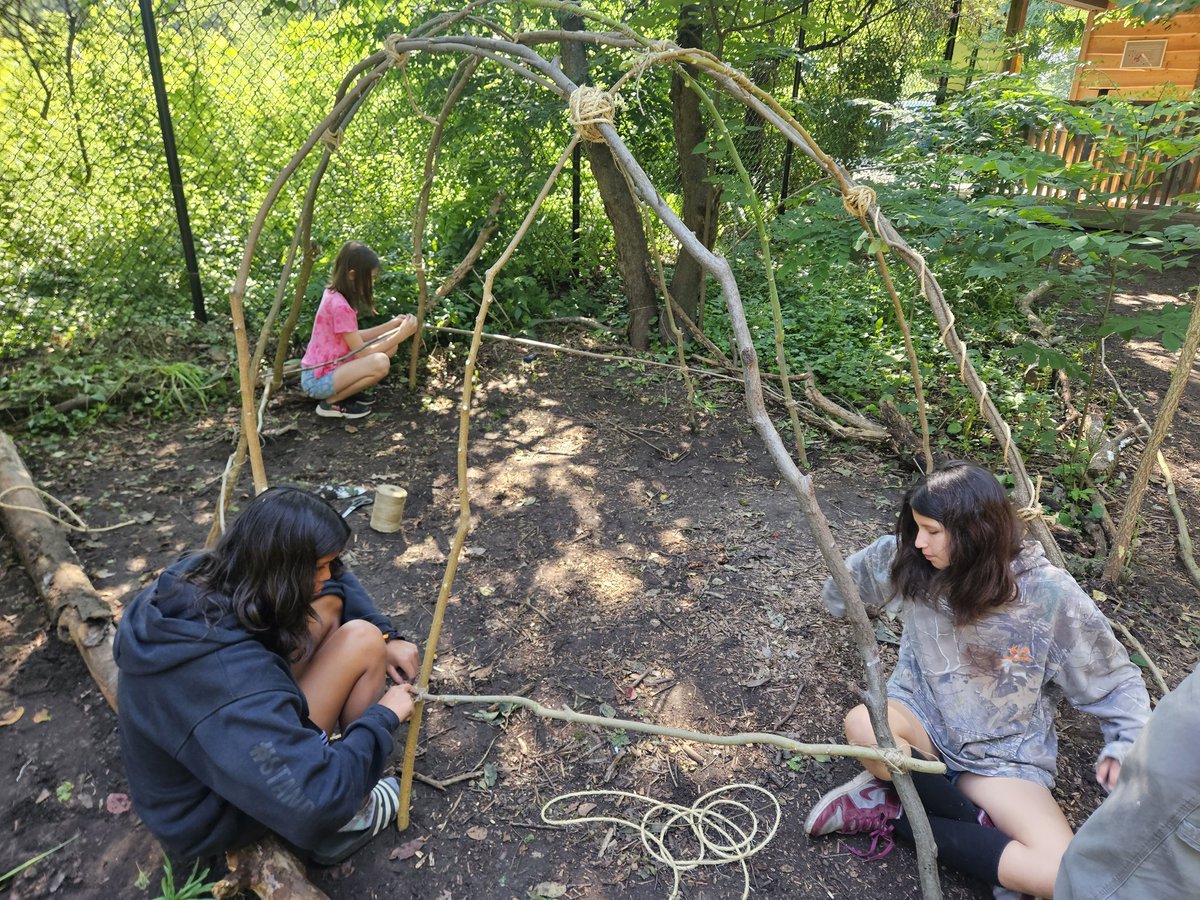 The students, staff, and community members at #CampMigizi today are working as a community to finally construct our lodge today! <a href="/CampMigiziBen/">Mr. Gillies</a> <a href="/ClaraHowitt/">Dr. Clara Howitt</a> <a href="/gecdsbpro/">GECDSB PR</a> <a href="/GabbyOlaru/">Gabriela Andrei</a> <a href="/kaylapfranco/">Ms Kayla Franco</a> <a href="/LauraBa06241838/">Laura Bates</a> <a href="/OjibwayPrairie/">OjibwayNatureCentre</a> <a href="/TinaDeCastro1/">Tina DeCastro</a>