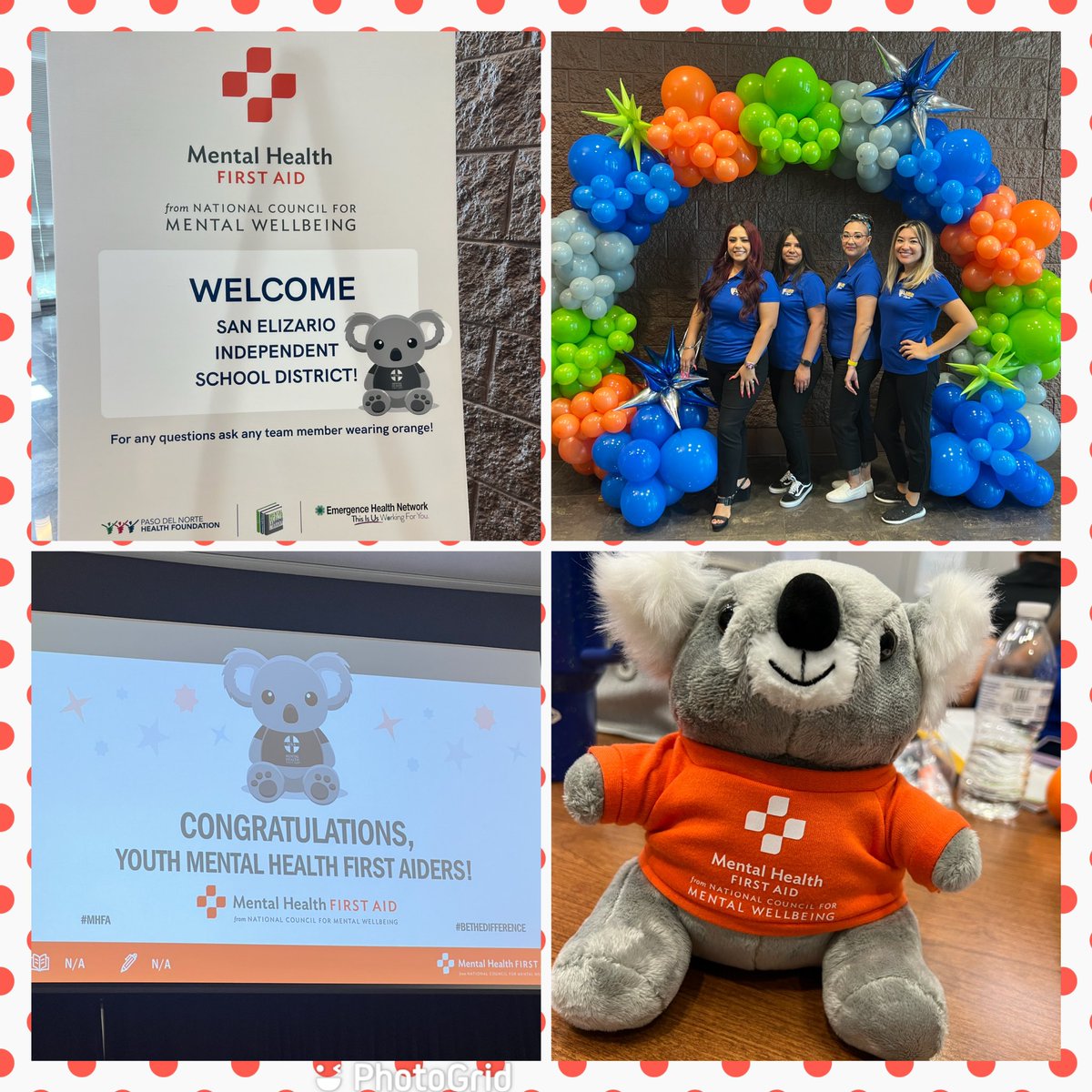 The 2023-2024 school year began with our first PD on Youth Mental Health Awareness. Great information & strategies were shared to better equip us to help our students. I won ALGEE the 🐨 in a contest at the end! @AlarconElem #SanElichampions #mentalhealthfirstaid #SanEli