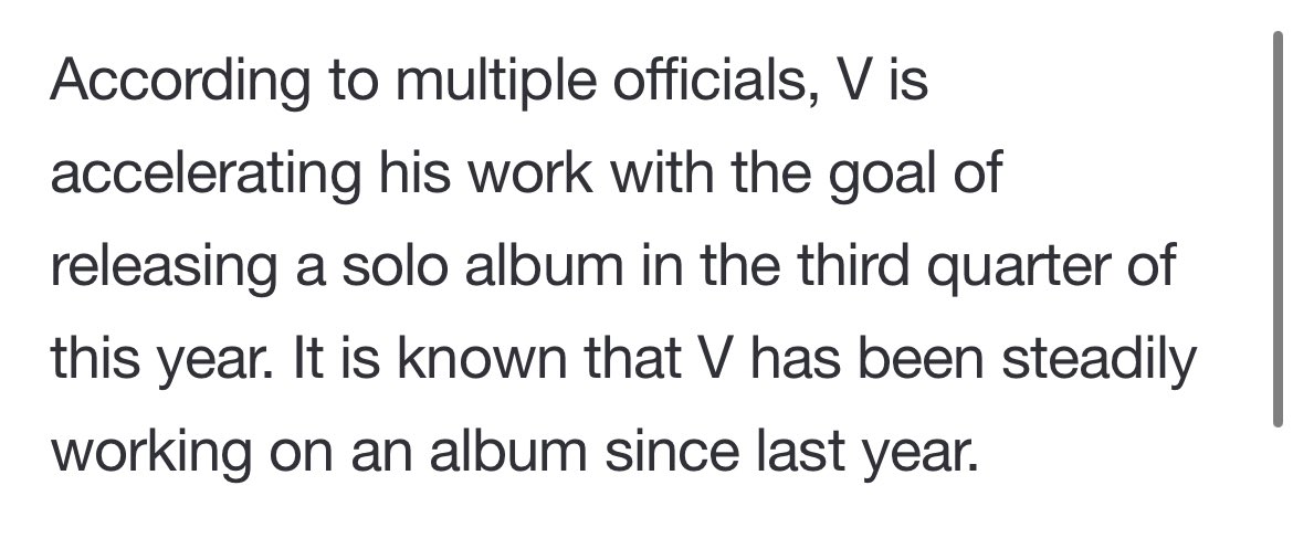 [INFO] Sports Chosun Exclusive, V, solo sortie no Q3... A arma final do BTS.

De acordo com vários funcionários, V está acelerando seu trabalho com o objetivo de lançar um álbum solo no terceiro trimestre desse ano. (Setembro). +