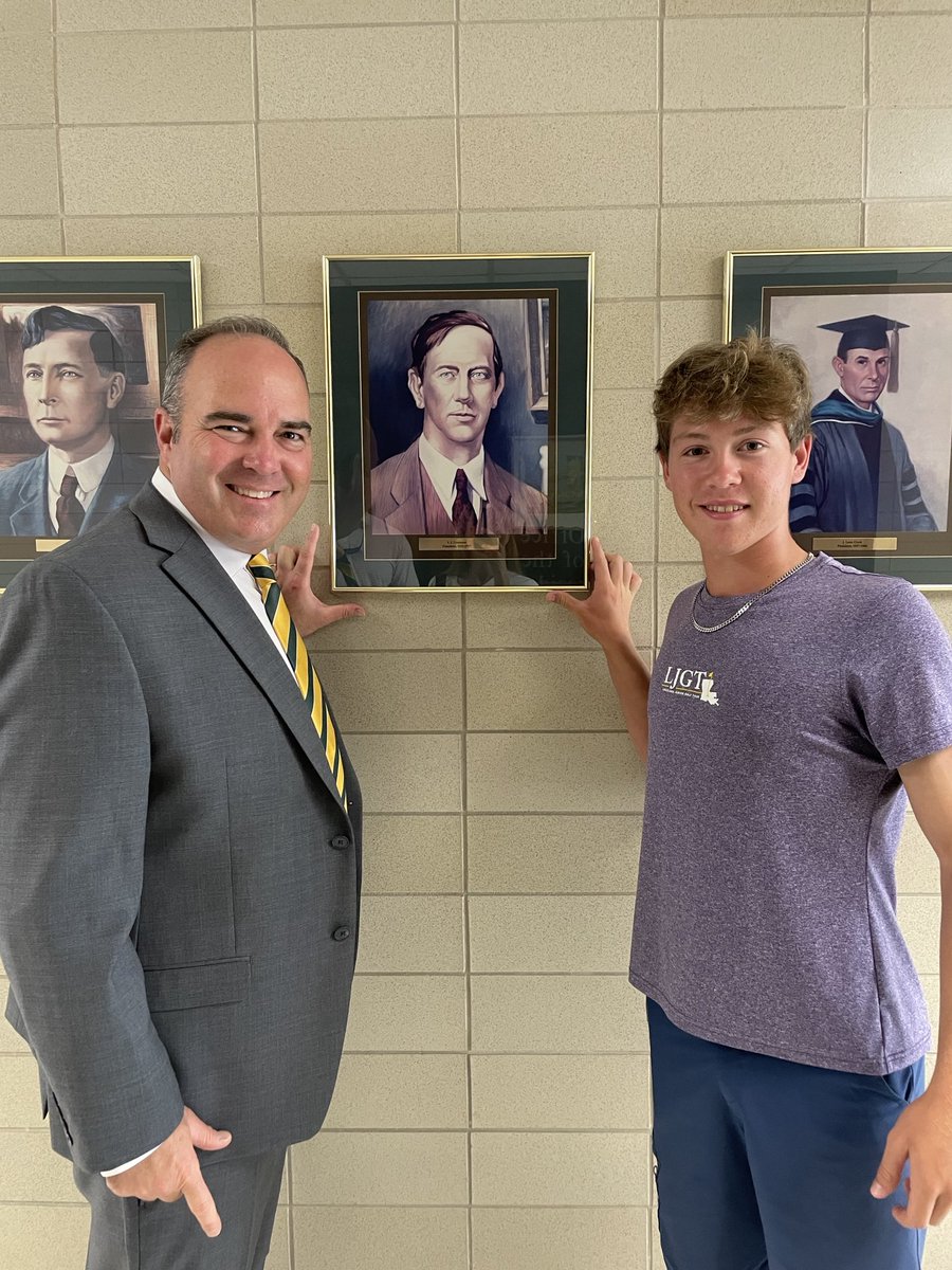SLUPrez's tweet photo. Meet Seth Gardner!! His Great Great Grandfather Y. L. Fontenot was the second President of ⁦@oursoutheastern⁩ 1933-1937. Welcome home Seth!! Looking forward to having you this fall semester!!! https://t.co/Jy9aeSFBfs