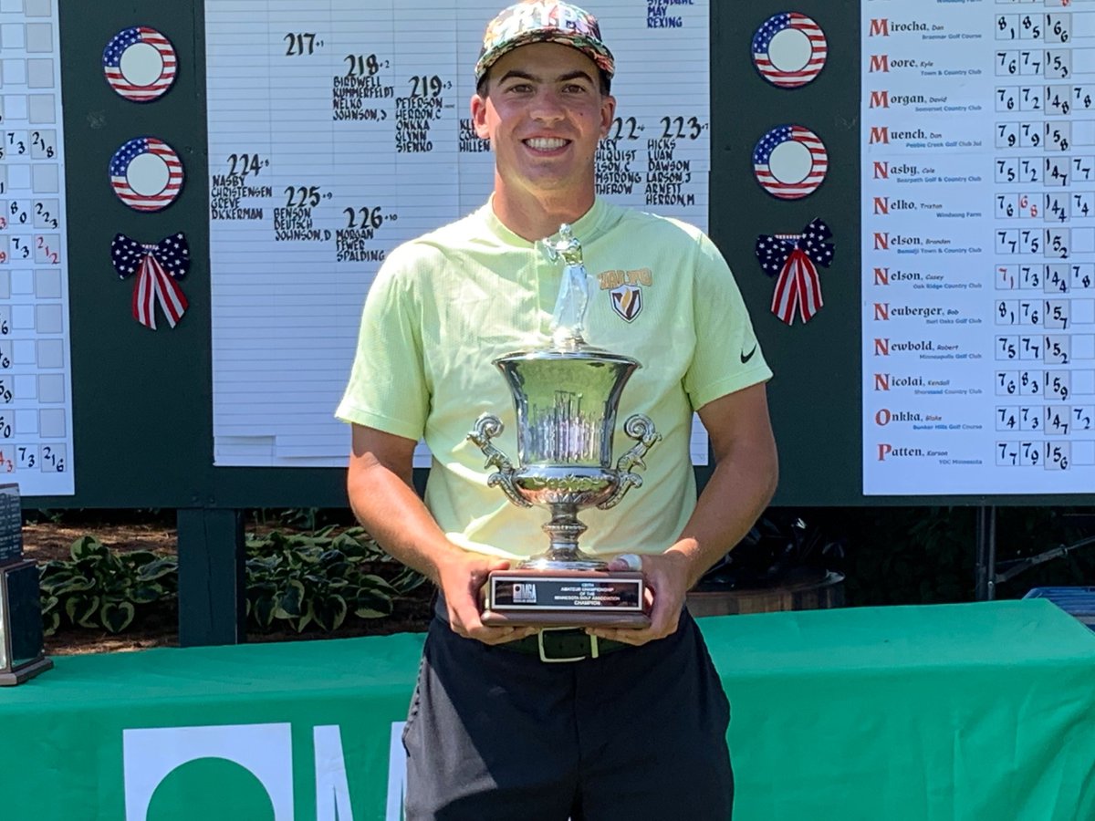 Reigning <a href="/MNGolfAssn/">Minnesota Golf Association</a> Player of the Year &amp; <a href="/BlaineHS/">Blaine High School</a>-grad Caleb VanArragon won last week's Minnesota Open by 9 shots.

He lapped the field again at the State Amateur, winning by *12*.

<a href="/ChrisLongKSTP/">Chris Long</a> chatted w/ Caleb after a record-setting 2nd runaway win.

kstp.com/minnesota-spor…