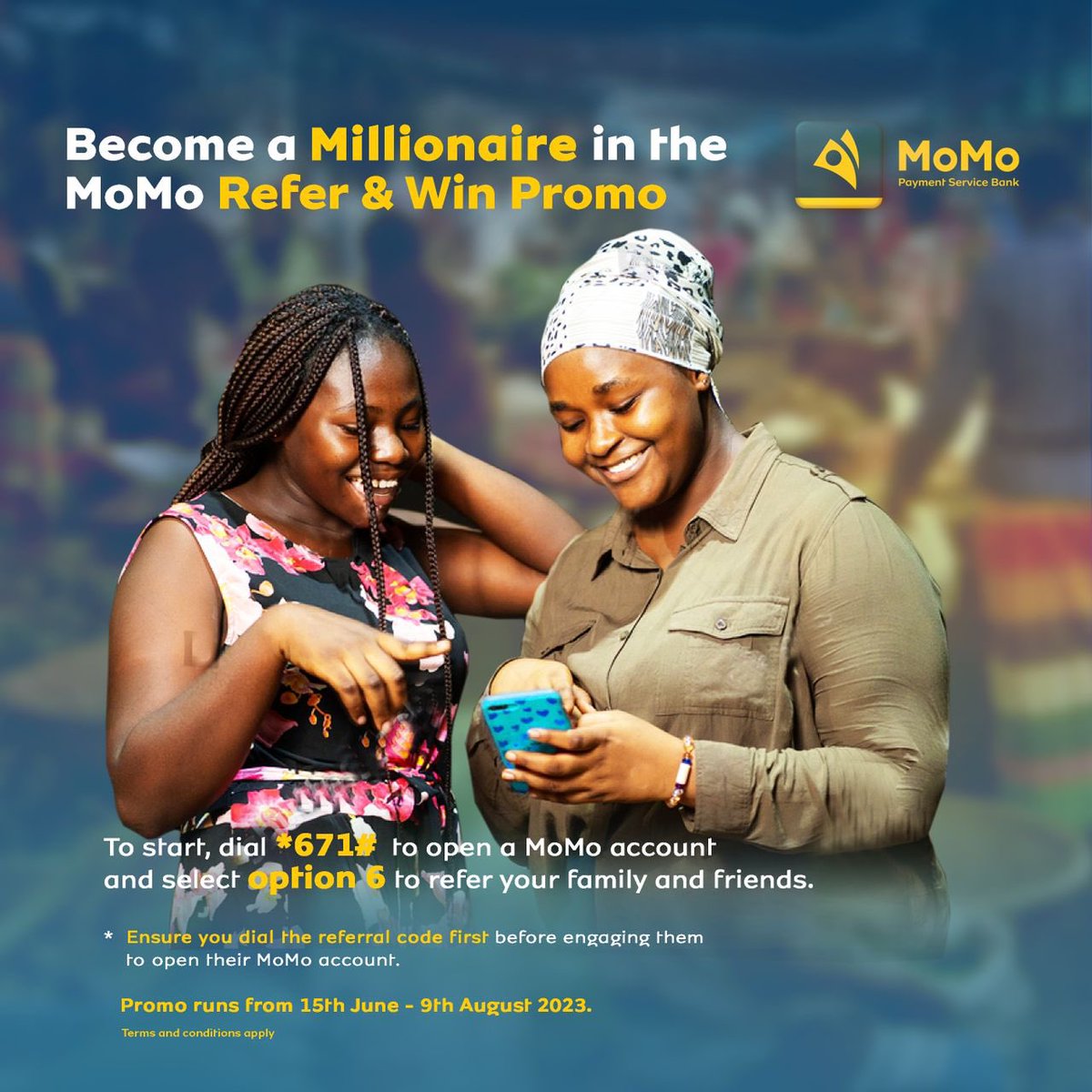 JayNaija's tweet image. This is to all MoMo agent and potential agents, you can win millions in the #MoMoReferAndWin Promo!

To participate, dial *671# and refer your family and friends. #MoMoBetterPassCash