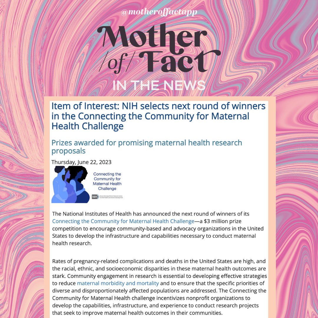 @motheroffactapp was chosen as one of 9 organizations to receive a grant award to conduct research over the course of the next year that supports improvements in maternal health outcomes in the U.S.

Click the link to read all about it and learn more! loom.ly/a8dJOtA