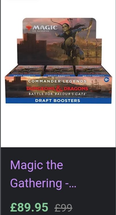 PleasantKenobi's tweet photo. On the left, a draftable booster box of Commander Legends: Battle for Baldurs Gate, which is cheaper than on the right, a Sliver Swarm Commander Master precon.

This is embarrassing. https://t.co/w3zsFU5fDo