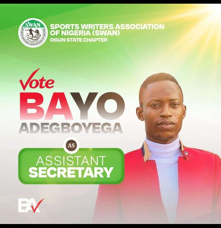 Right2WSC's tweet photo. Our Media Officer was today elected Assistant Secretary of Sports Writers Association of Nigeria (SWAN), Ogun State chapter.
Congratulations dependable hands @Bayoradegboyega #Right2Win https://t.co/KOFg86OScA