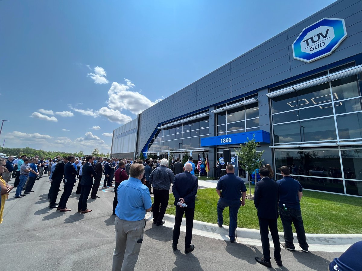 cunninghamlimp's tweet photo. Congratulations, TÜV SÜD, on your official grand opening celebration! As one of the first EV Battery Testing labs to open its doors in MI, this project represents a milestone for our state and the automotive industry. #BuildingBetterCommunities https://t.co/P9oUEcdPuQ