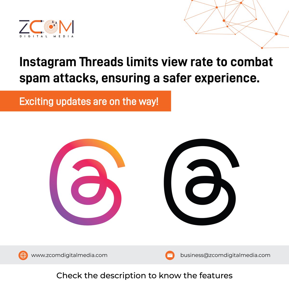 Zcomdigital's tweet image. Instagram #Threads tightens rate limits and fights spam.😎
 Exciting updates coming: edit button, #️⃣hashtags, trending page coming soon! 🧐Upgrade your digital media game with #ZCOM! We offer cutting-edge solutions for data scraping prevention and spam attack protection.